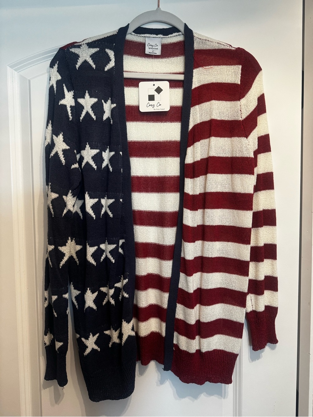 Cozy Co Red & Navy Stars-Stripes Cardigan Sweater